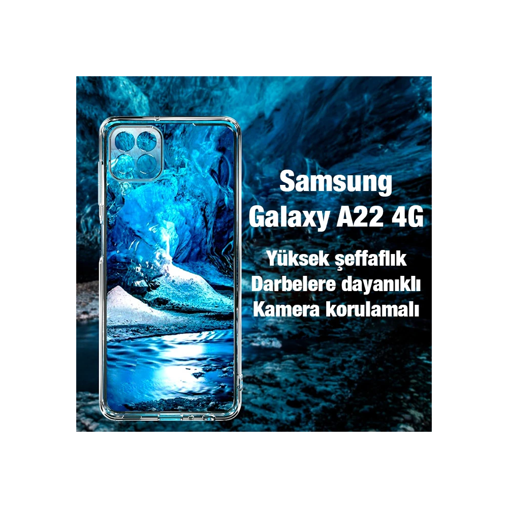 ALLY SM Galaxy A22 4G Kılıf Kamera Korumalı Ultra İnce Şeffaf Silikon 