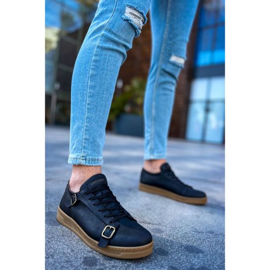 CH191 - CKT Side Buckle Erkek Ayakkabı SIYAH
