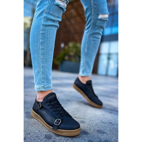 CH191 - CKT Side Buckle Erkek Ayakkabı SIYAH