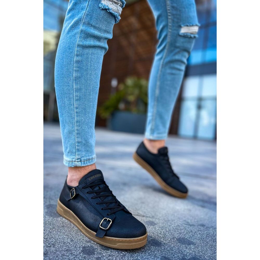 CH191 - CKT Side Buckle Erkek Ayakkabı SIYAH