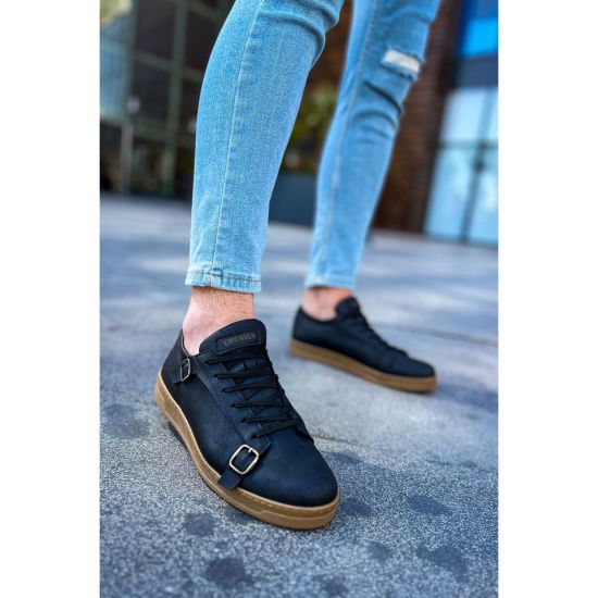 CH191 - CKT Side Buckle Erkek Ayakkabı SIYAH