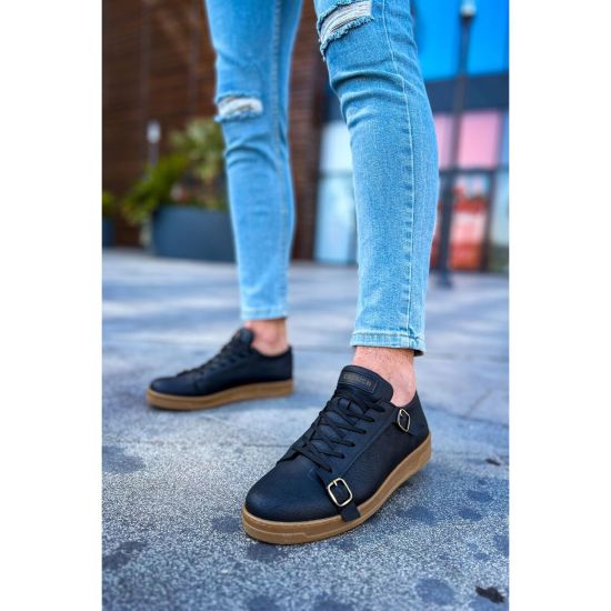 CH191 - CKT Side Buckle Erkek Ayakkabı SIYAH
