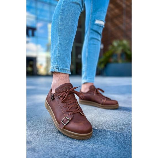 CH191 - CKT Side Buckle Erkek Ayakkabı TABA