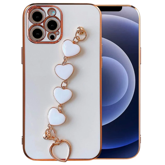 Ally iPhone 13 Pro 6.1inç Kılıf Kalp Bileklik Tutuculu Lüx Silikon Ask