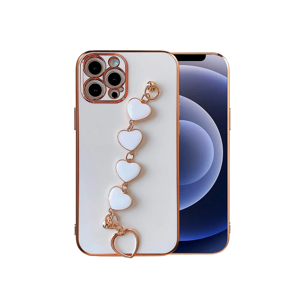 Ally iPhone 13 Pro 6.1inç Kılıf Kalp Bileklik Tutuculu Lüx Silikon Ask