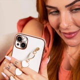 Ally iPhone 13 6.1inç Kılıf Kalp Bileklik Tutuculu Lüx Silikon Askılı 
