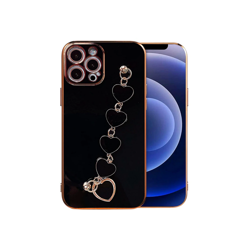 Ally iPhone 12 Pro 6.1inç Kılıf Kalp Bileklik Tutuculu Lüx Silikon Ask