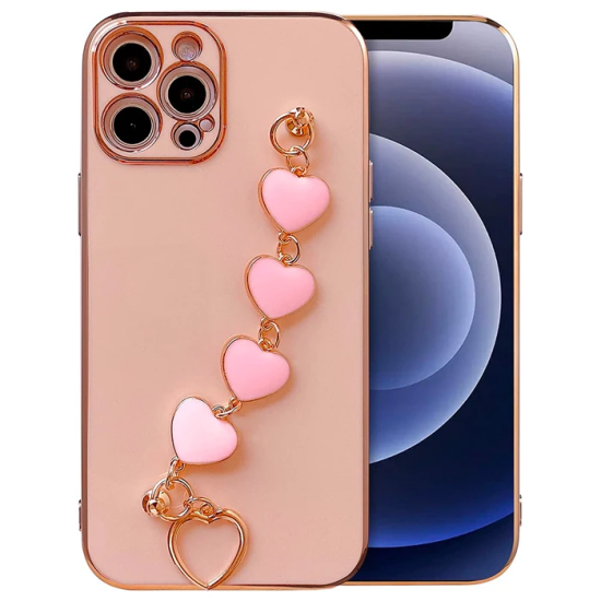 Ally iPhone 12 Pro 6.1inç Kılıf Kalp Bileklik Tutuculu Lüx Silikon Ask