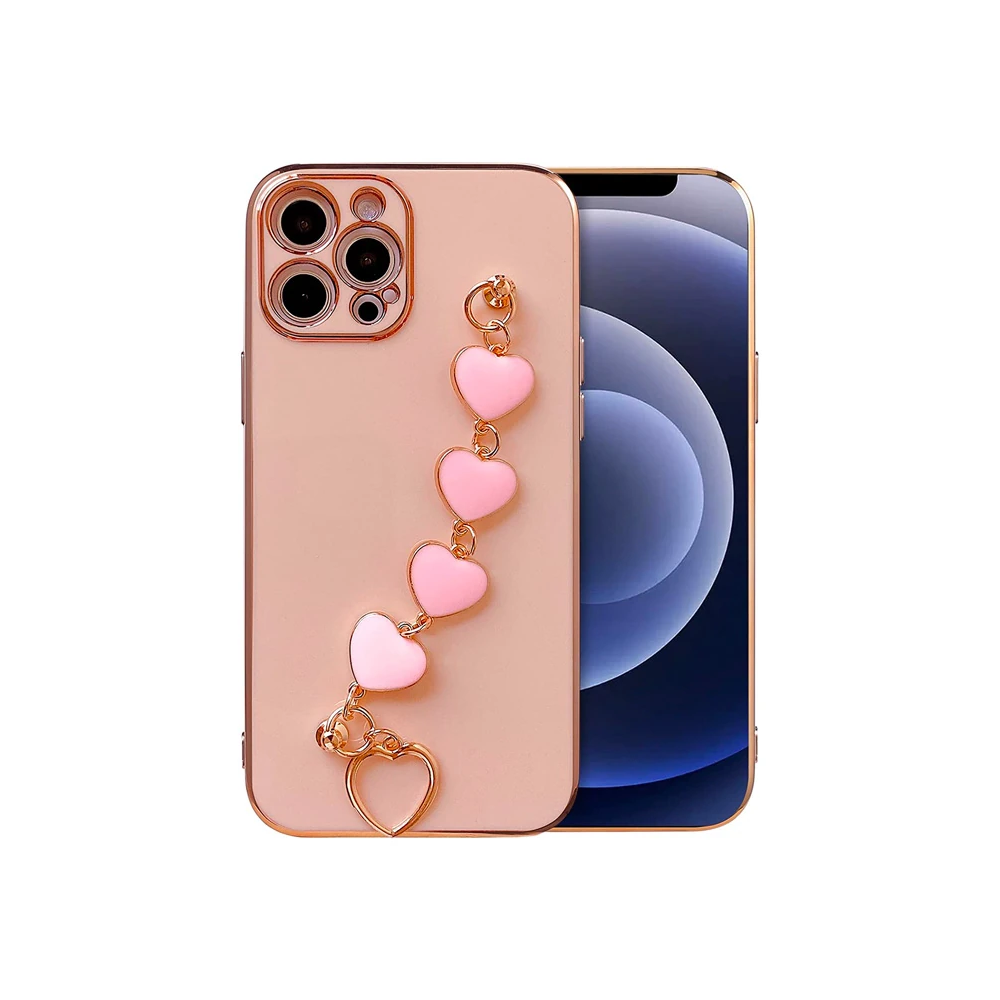 Ally iPhone 12 Pro 6.1inç Kılıf Kalp Bileklik Tutuculu Lüx Silikon Ask