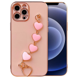 Ally iPhone 12 Pro 6.1inç Kılıf Kalp Bileklik Tutuculu Lüx Silikon Ask