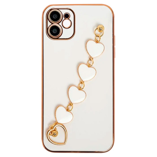 Ally iPhone 12 6.1inç Kılıf Kalp Bileklik Tutuculu Lüx Silikon Askılı 