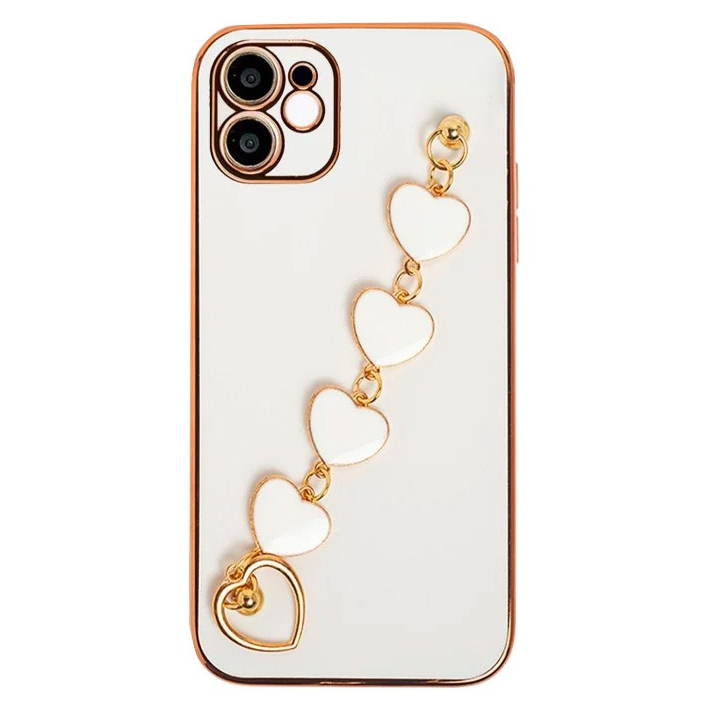 Ally iPhone 12 6.1inç Kılıf Kalp Bileklik Tutuculu Lüx Silikon Askılı 