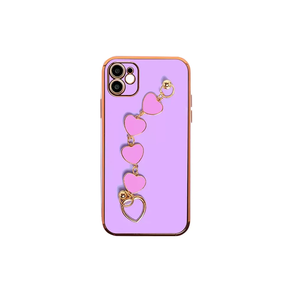 Ally iPhone 12 6.1inç Kılıf Kalp Bileklik Tutuculu Lüx Silikon Askılı 