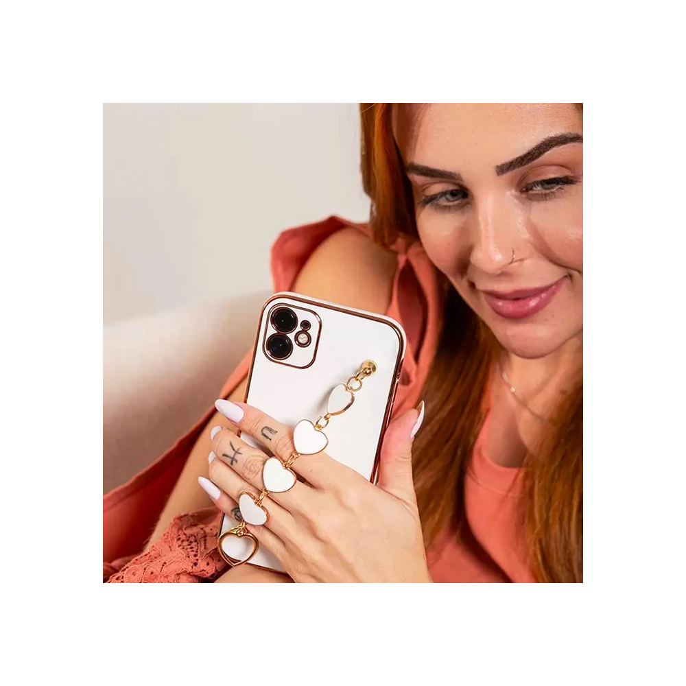 Ally iPhone 12 6.1inç Kılıf Kalp Bileklik Tutuculu Lüx Silikon Askılı 