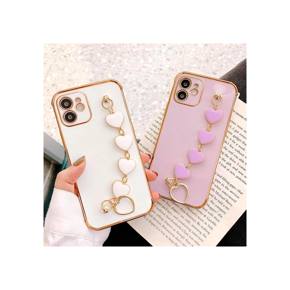 Ally iPhone 12 6.1inç Kılıf Kalp Bileklik Tutuculu Lüx Silikon Askılı 