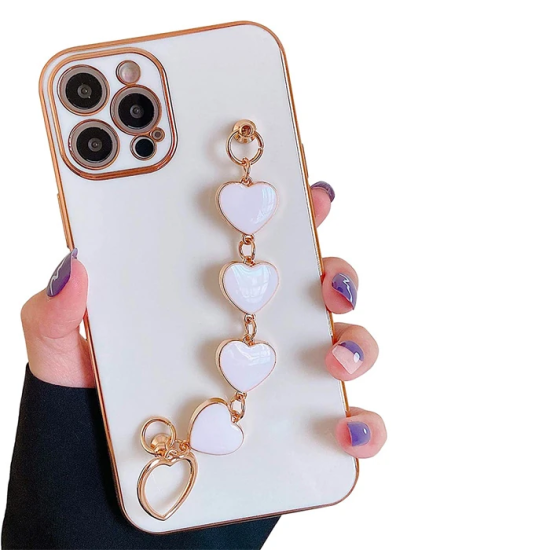 Ally iPhone 11 Pro Max 6.5inç Kılıf Kalp Bileklik Tutuculu Lüx Silikon