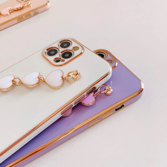 Ally iPhone 11 Pro Max 6.5inç Kılıf Kalp Bileklik Tutuculu Lüx Silikon
