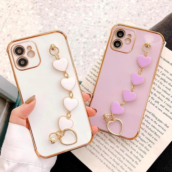 Ally iPhone 11 6.1inç Kılıf Kalp Bileklik Tutuculu Lüx Silikon Askılı 