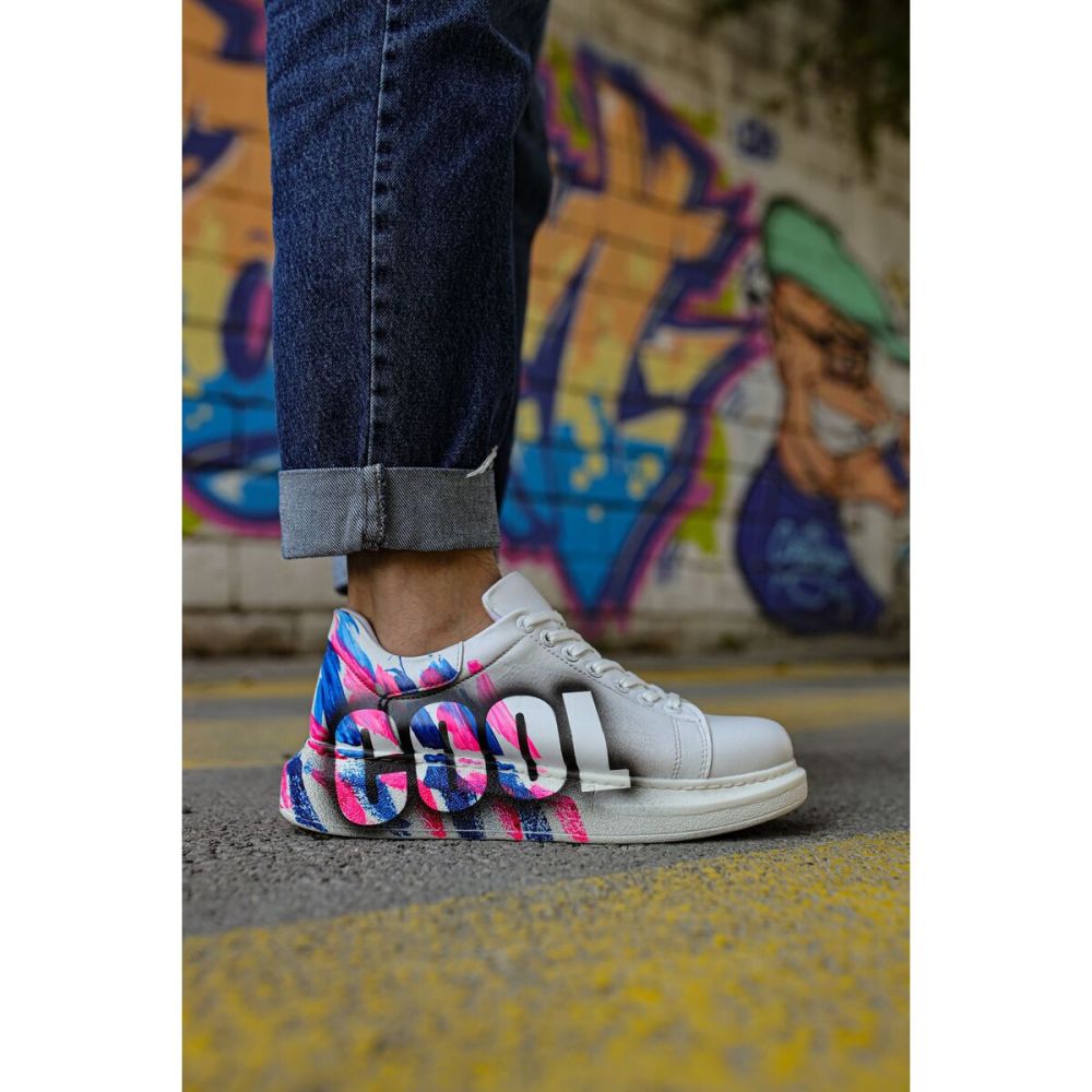 CH254 - CBT Pittura Erkek Ayakkabı 486 PEMBE / MAVI COOL