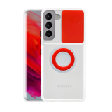 Ally SM Galaxy S22 Plus Kılıf Sürgülü Kamera Lens Korumalı Yüzük Stand