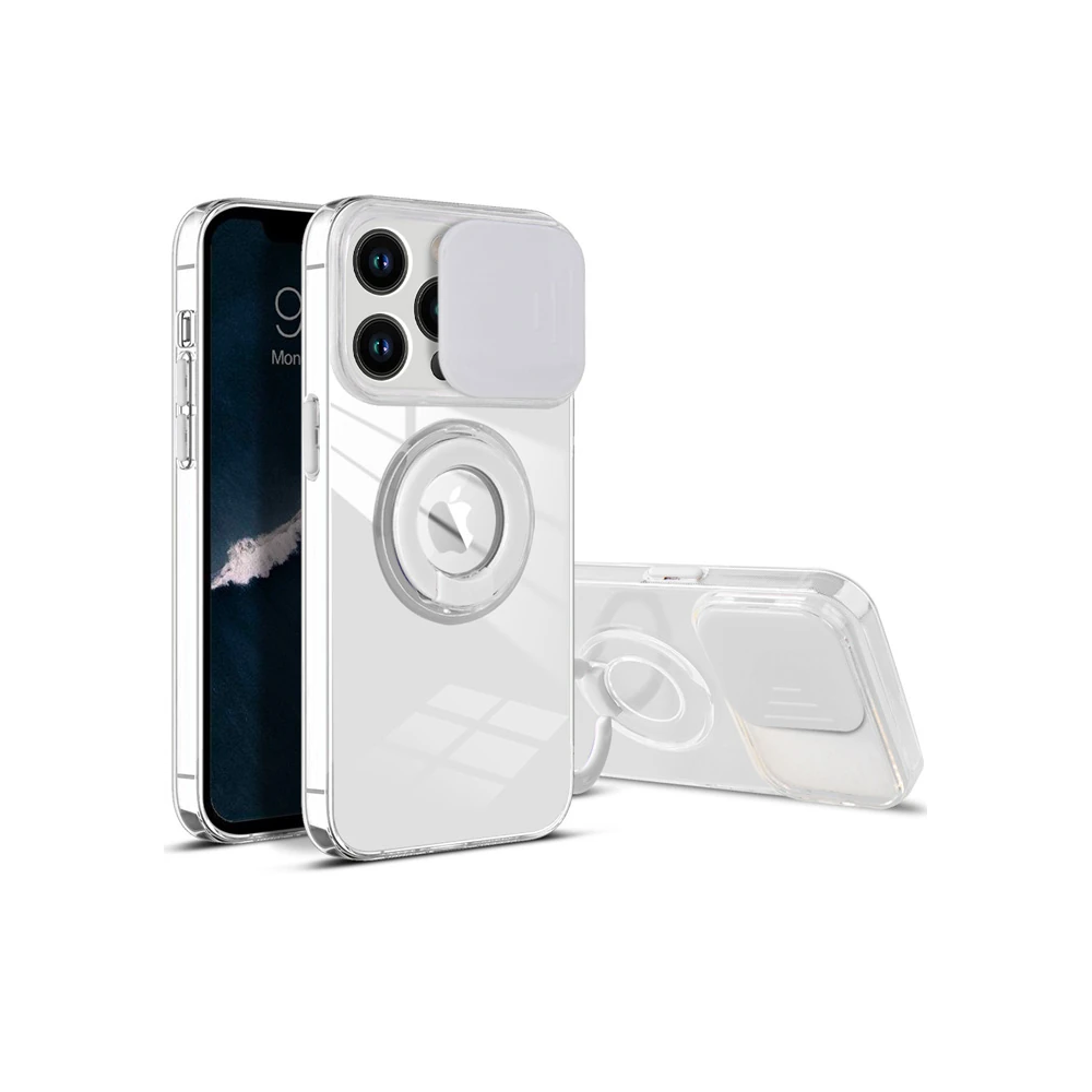 Ally iPhone 13 Pro 6.1 inç Kılıf Sürgülü Kamera Lens Korumalı Yüzük St