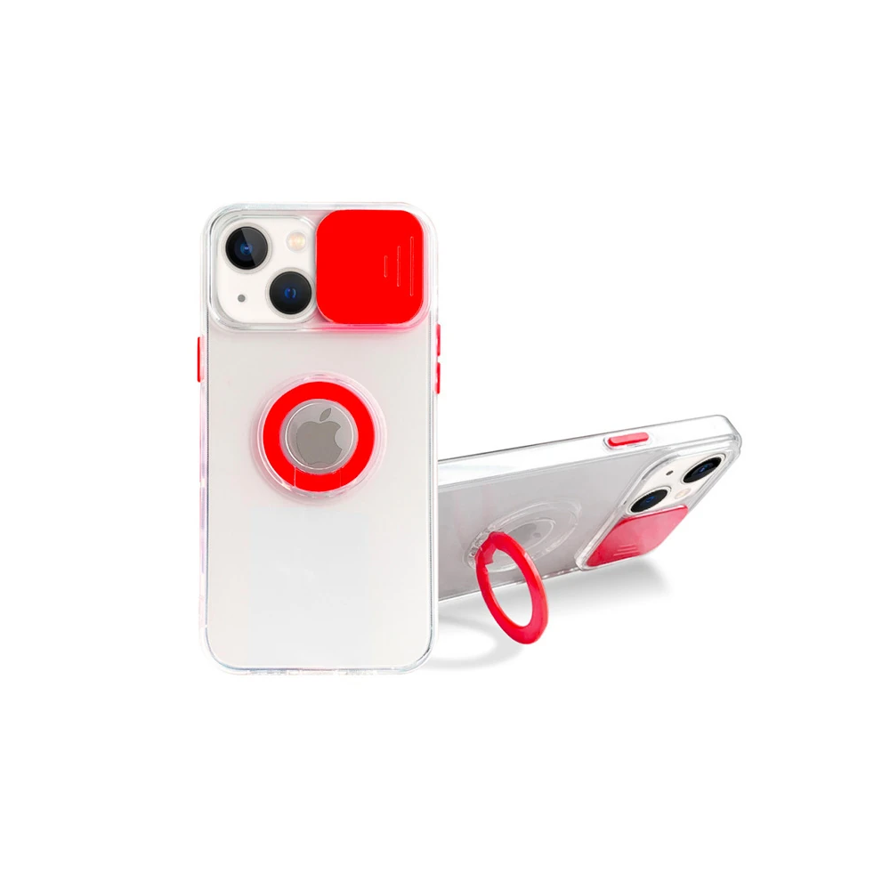 Ally iPhone 13 6.1 inç Kılıf Sürgülü Kamera Lens Korumalı Yüzük Standl