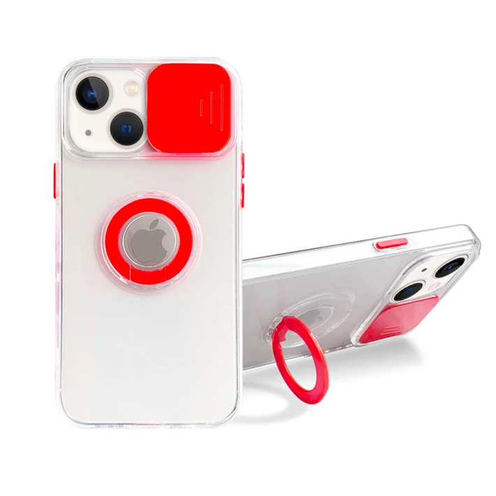 Ally iPhone 13 6.1 inç Kılıf Sürgülü Kamera Lens Korumalı Yüzük Standl