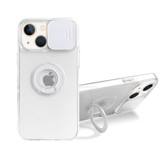 Ally iPhone 13 6.1 inç Kılıf Sürgülü Kamera Lens Korumalı Yüzük Standl