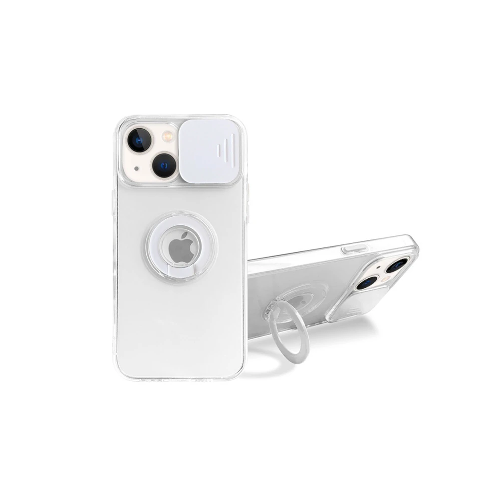 Ally iPhone 13 6.1 inç Kılıf Sürgülü Kamera Lens Korumalı Yüzük Standl