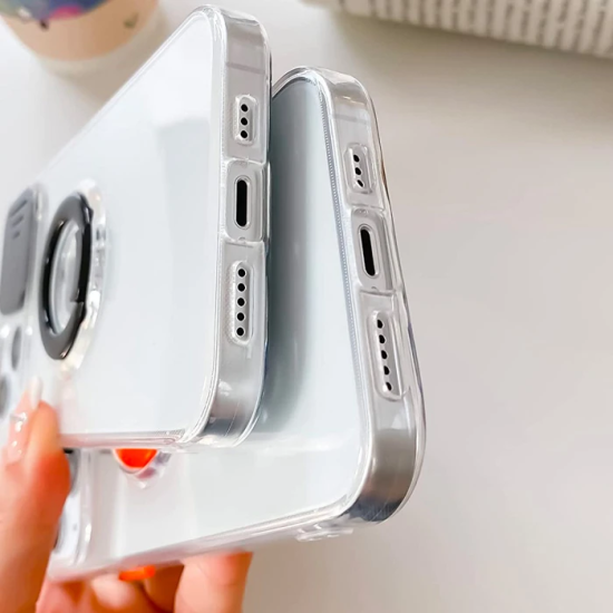 Ally iPhone 13 6.1 inç Kılıf Sürgülü Kamera Lens Korumalı Yüzük Standl