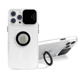 Ally iPhone 12 Pro Max Kılıf Sürgülü Kamera Lens Korumalı Yüzük Standl