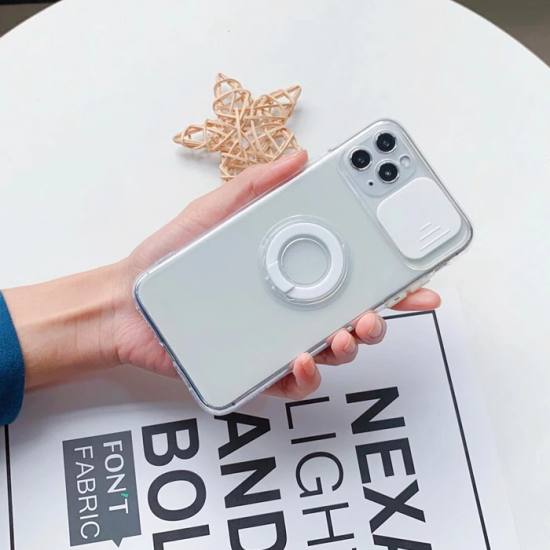 Ally iPhone 11 Pro 5.8inç Kılıf Sürgülü Kamera Lens Korumalı Yüzük Sta