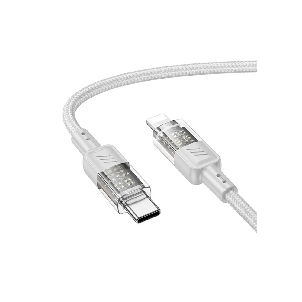 Hoco U129 Transparan Type-C to Lightning Data ve Şarj Kablosu 1m