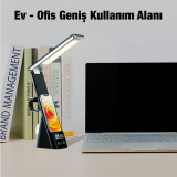 ALLY Dijital Saatli 15W Kablosuz Şarjlı LED Işıklı Katlanabilir Masa L