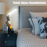 ALLY Dijital Saatli 15W Kablosuz Şarjlı LED Işıklı Katlanabilir Masa L