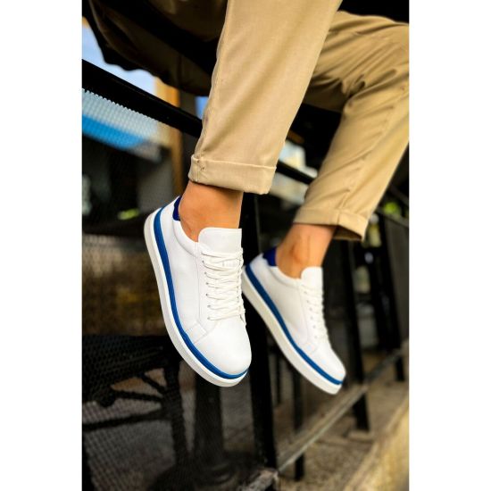 CH979 - Santoni GBT Spor Erkek Ayakkabı BEYAZ/MAVI