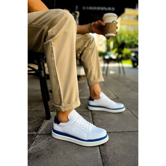 CH979 - Santoni GBT Spor Erkek Ayakkabı BEYAZ/MAVI