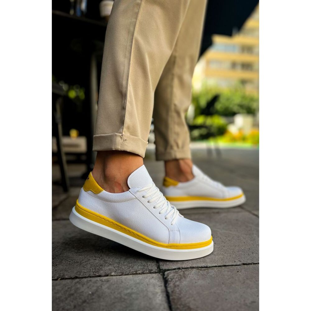 CH979 - Santoni GBT Spor Erkek Ayakkabı BEYAZ/SARI