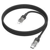Hoco U129 Transparan Type-C to Lightning Data ve Şarj Kablosu 1m
