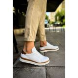 CH979 - Santoni GBT Spor Erkek Ayakkabı BEYAZ/TABA
