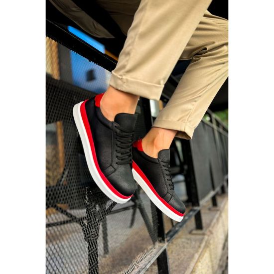 CH979 - Santoni GBT Spor Erkek Ayakkabı SIYAH/KIRMIZI 43 Numara