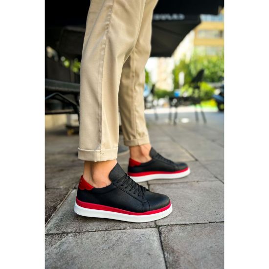 CH979 - Santoni GBT Spor Erkek Ayakkabı SIYAH/KIRMIZI 43 Numara