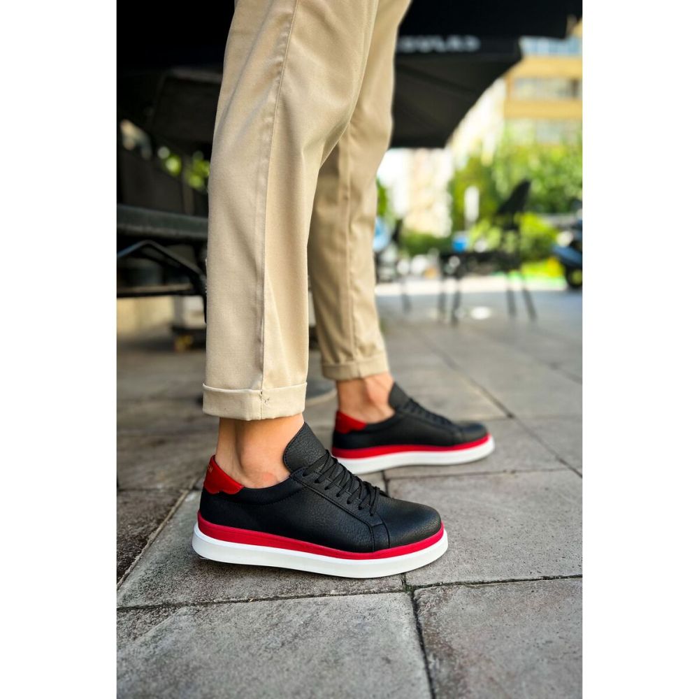CH979 - Santoni GBT Spor Erkek Ayakkabı SIYAH/KIRMIZI 43 Numara