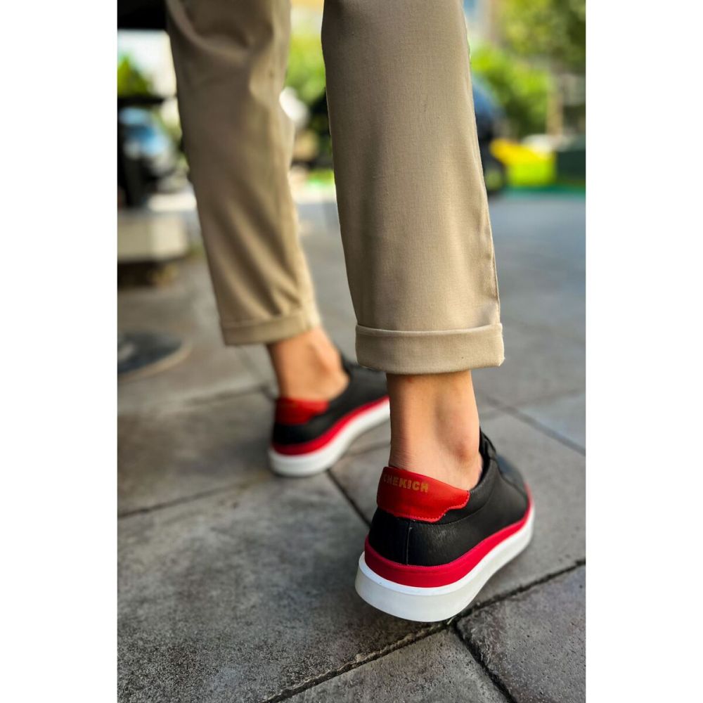 CH979 - Santoni GBT Spor Erkek Ayakkabı SIYAH/KIRMIZI 43 Numara