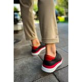 CH979 - Santoni GBT Spor Erkek Ayakkabı SIYAH/KIRMIZI 43 Numara