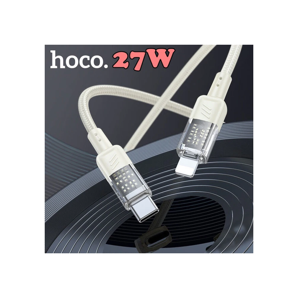Hoco U129 Transparan Type-C to Lightning Data ve Şarj Kablosu 1m