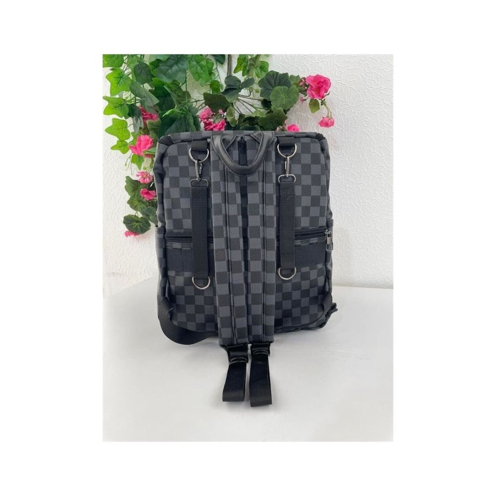 Remuse Unisex Sırt Çantası Kareli Siyah Gr
