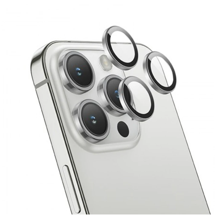HOCO Crystal Clear iPhone 15 Pro-15 Pro Max HD 3D Metal Çerçeveli Kame