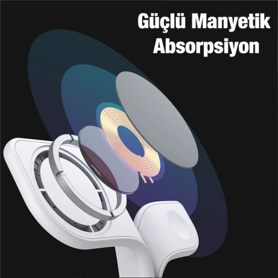 Ally 5in1 iPhone 15-14-13-12 Apple Watch Tutucu Kablosuz Şarj İstasyon