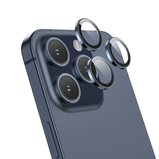 HOCO Crystal Clear iPhone 15 Pro-15 Pro Max HD 3D Metal Çerçeveli Kame